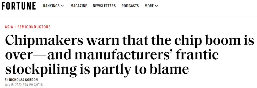 Fortune - Chipmakers Warn That The Chip Boom Is Over - And Manufacturers' Frantic Stockpiling Is Partly To Blame