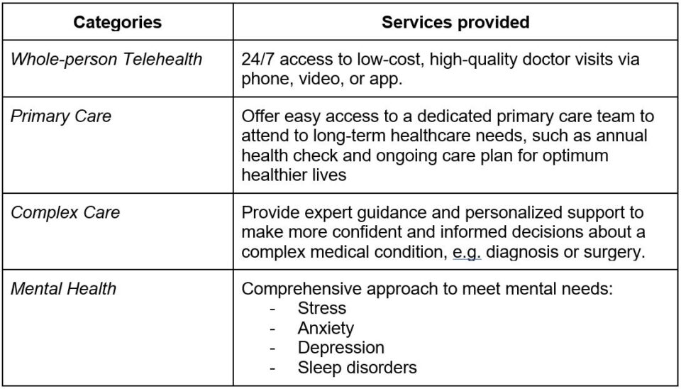 Virtual Care Services Categories