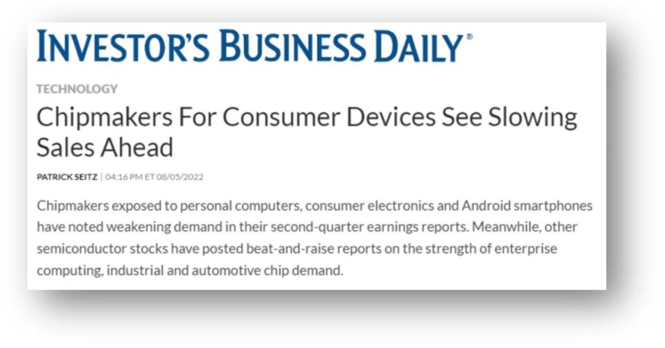 Investor's Business Daily - Chipmakers For Consumer Devices See Slowing Sales Ahead