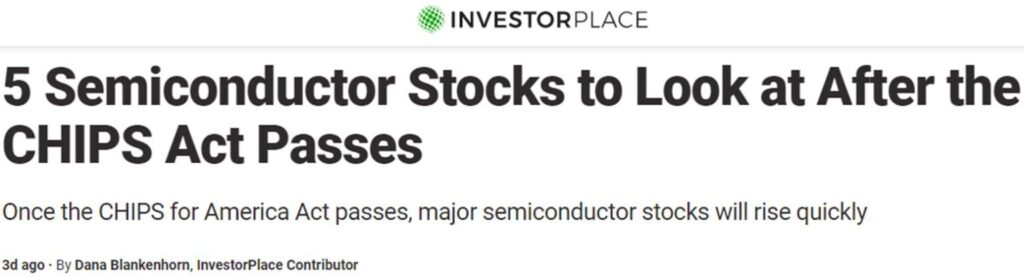 Investor Place - 5 Semiconductor Stocks To Look At After The CHIPS Act Passes