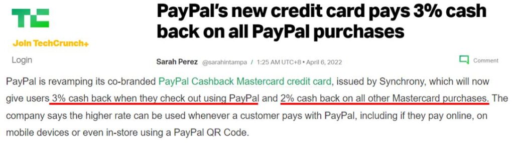 TechCrunch+ - PayPal's New Credit Card Pays 3% Cash Back On All PayPal Purchases