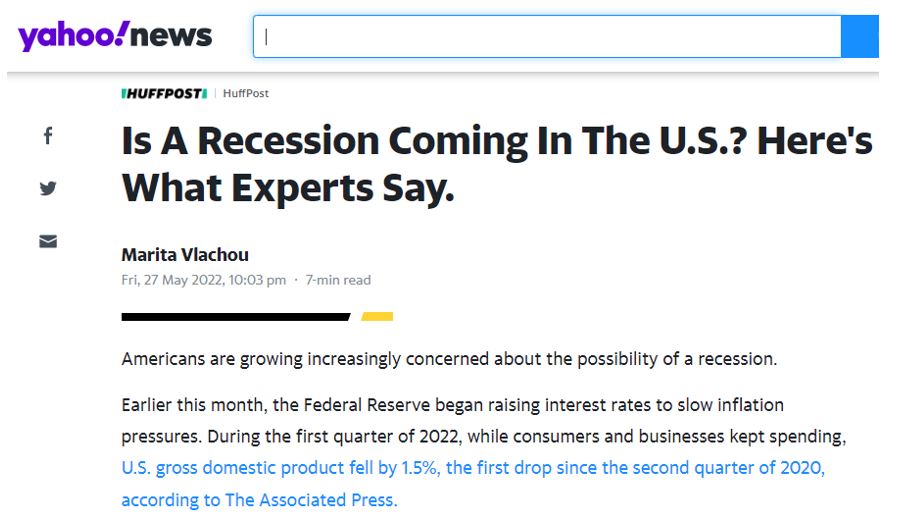 Yahoo News - Is A Recession Coming In The US? Heres What Experts Say