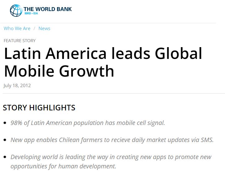 The World Bank - Latin America Leads Global Mobile Growth